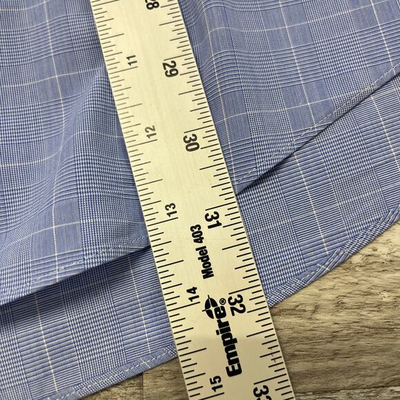 Brooks‎ Brothers 346 Blue White Mens 17 Glen Plaid Non Iron Button Down Shirt - Picture 6 of 7